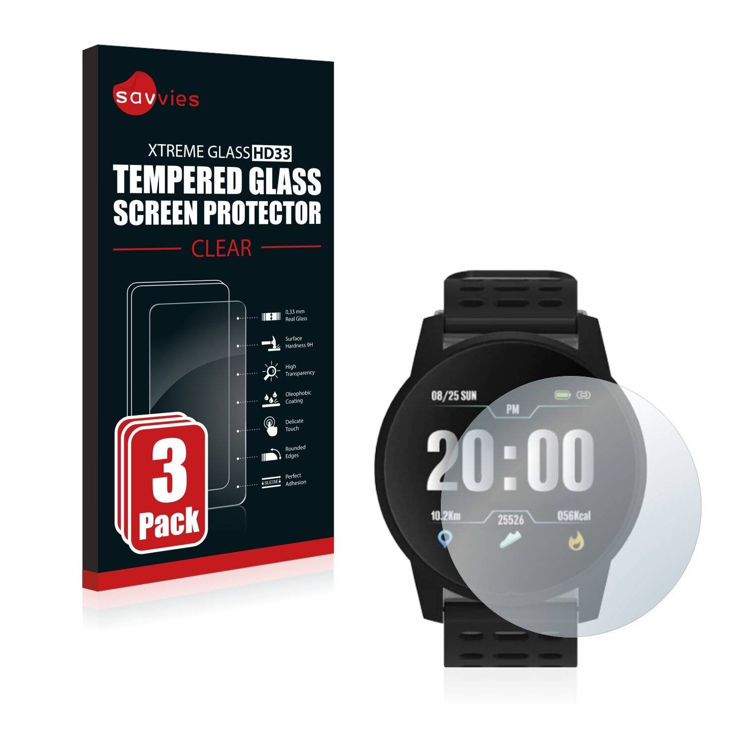 3x Savvies HD33 Clear Schutzglas für Alfawise