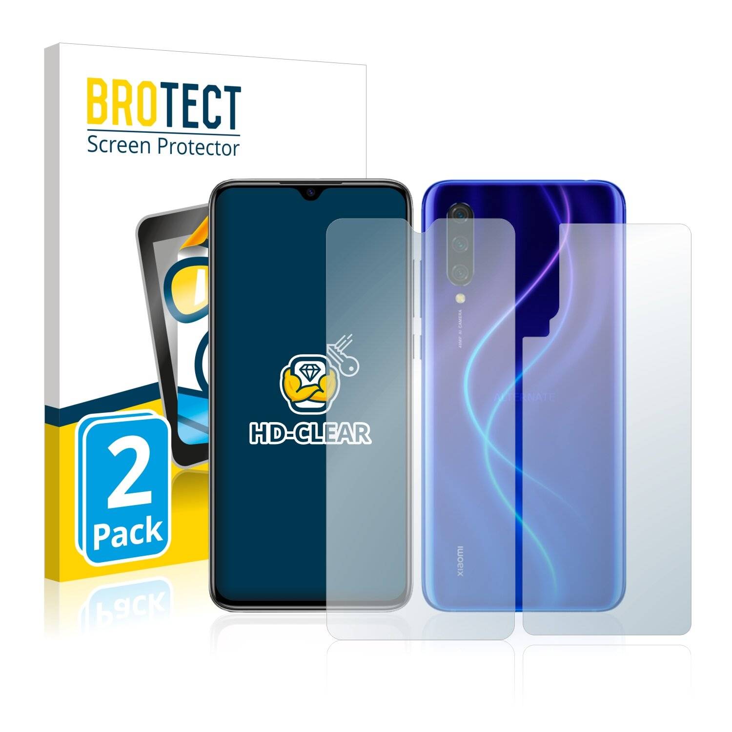 2x BROTECT HD-Clear Displayschutzfolie für Xiaomi Mi 9 Lite (Vorder +
