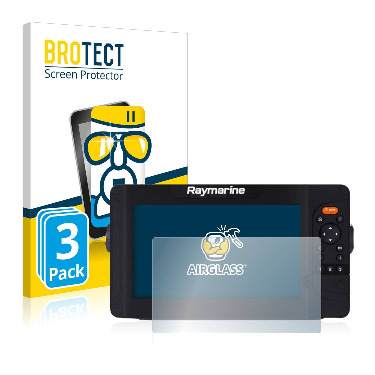3x BROTECT AirGlass Schutzglas Folie für Raymarine Element 9