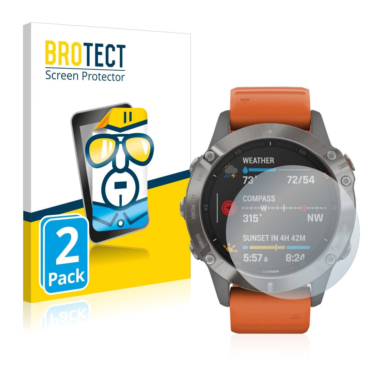2x BROTECT HD-Clear Displayschutzfolie für Garmin Fenix 6