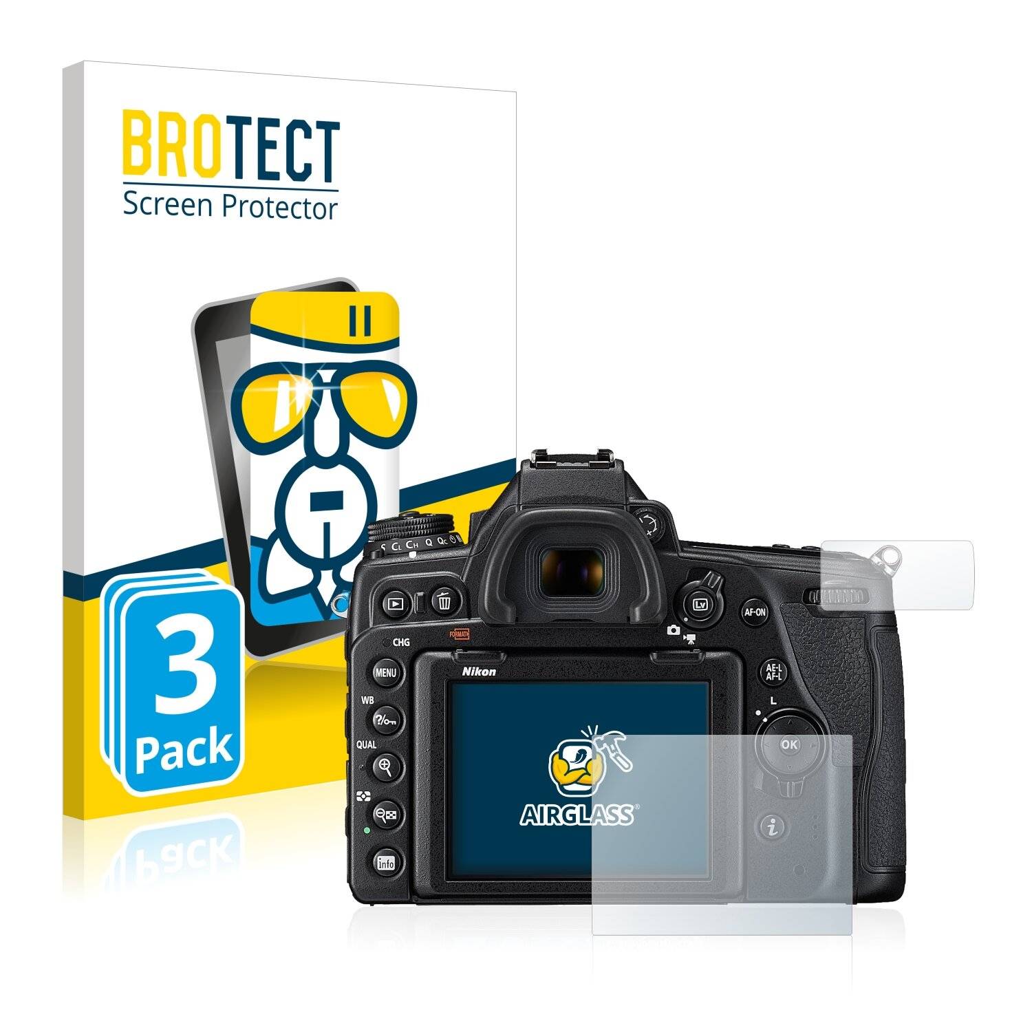 3x BROTECT AirGlass Schutzglas Folie für Nikon