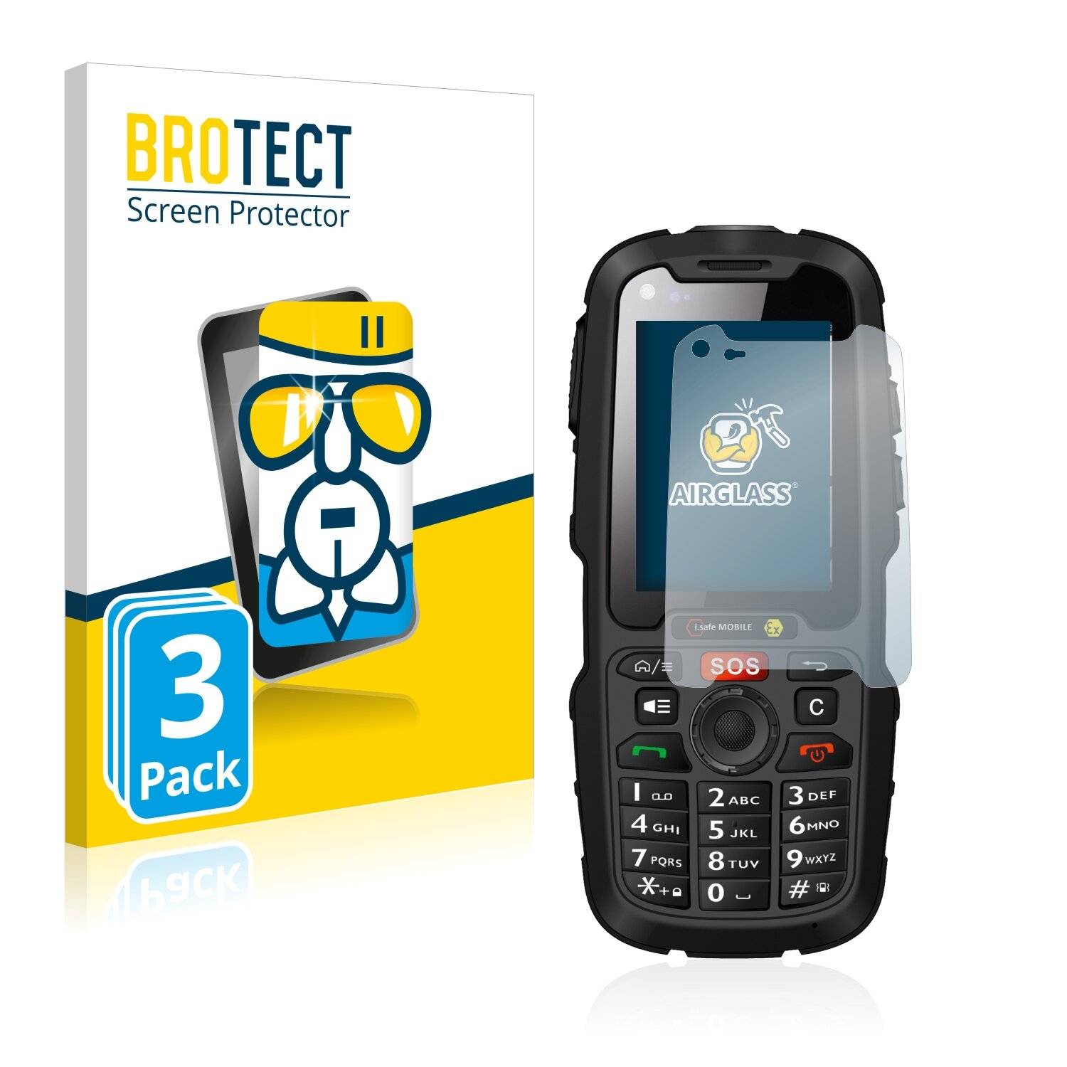3x BROTECT AirGlass Schutzglas Folie für i.safe Mobile