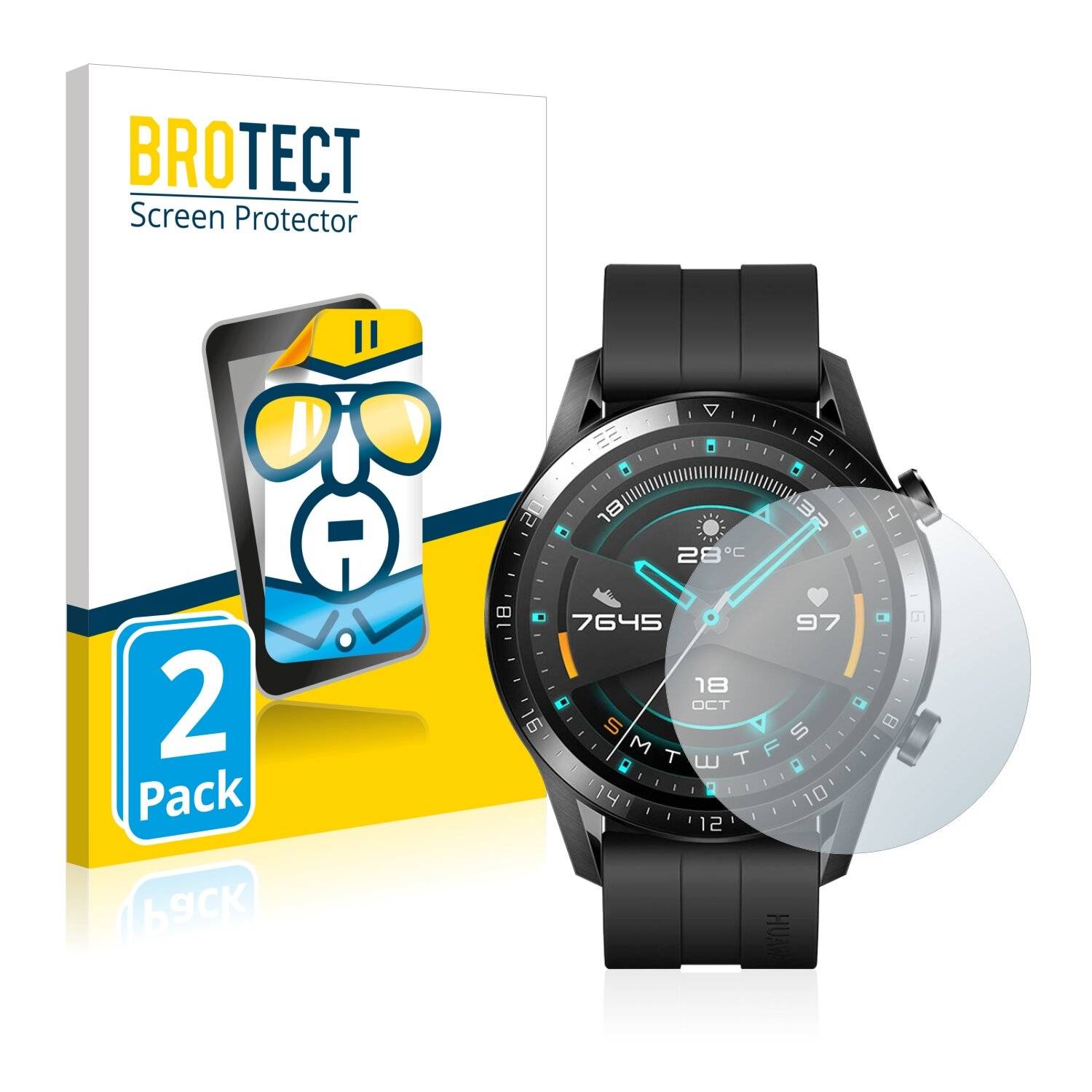 2x BROTECT HD-Clear Displayschutzfolie für Huawei Watch GT 2 (46
