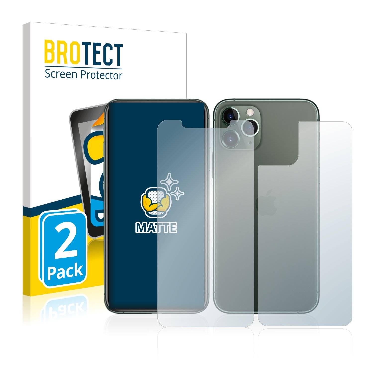 2x BROTECT Matte Displayschutzfolie für Apple iPhone 11 Pro Max (Vorder + Rückseite) -