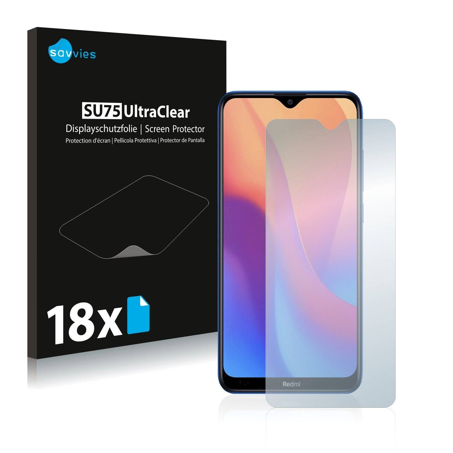 18x Savvies SU75 Displayschutzfolie für Xiaomi Redmi