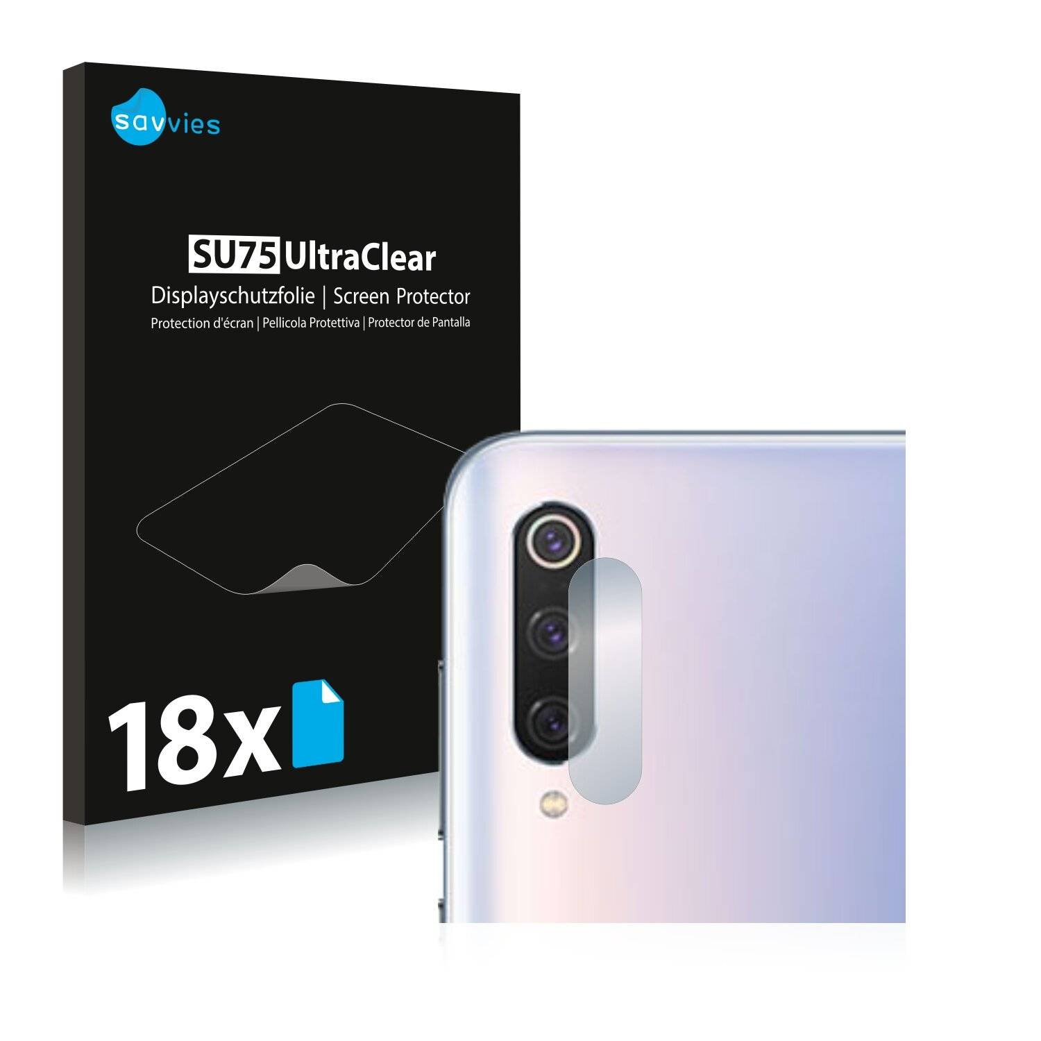18x Savvies SU75 Displayschutzfolie für Xiaomi Mi 9 Pro (NUR