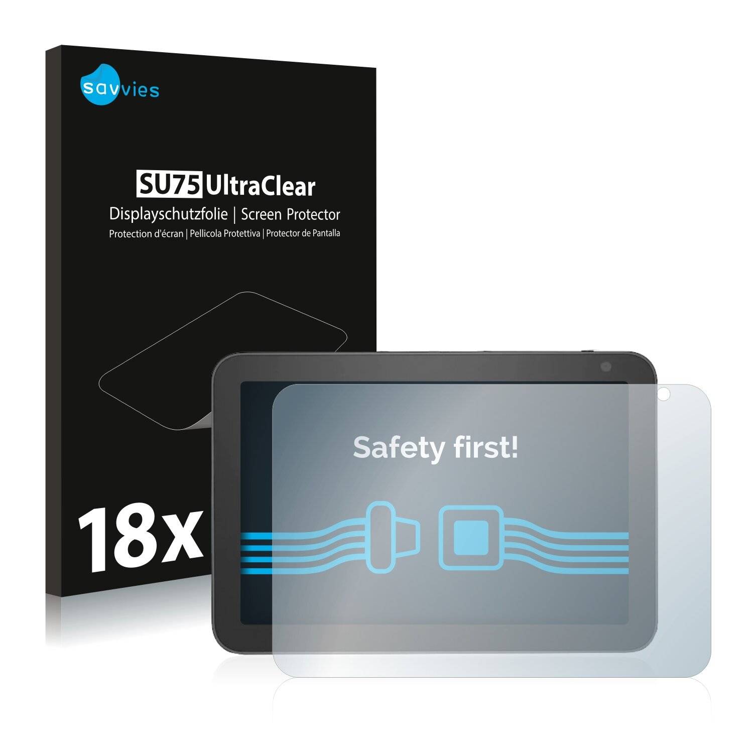 18x Savvies SU75 Displayschutzfolie für Amazon Echo Show 8 (1.