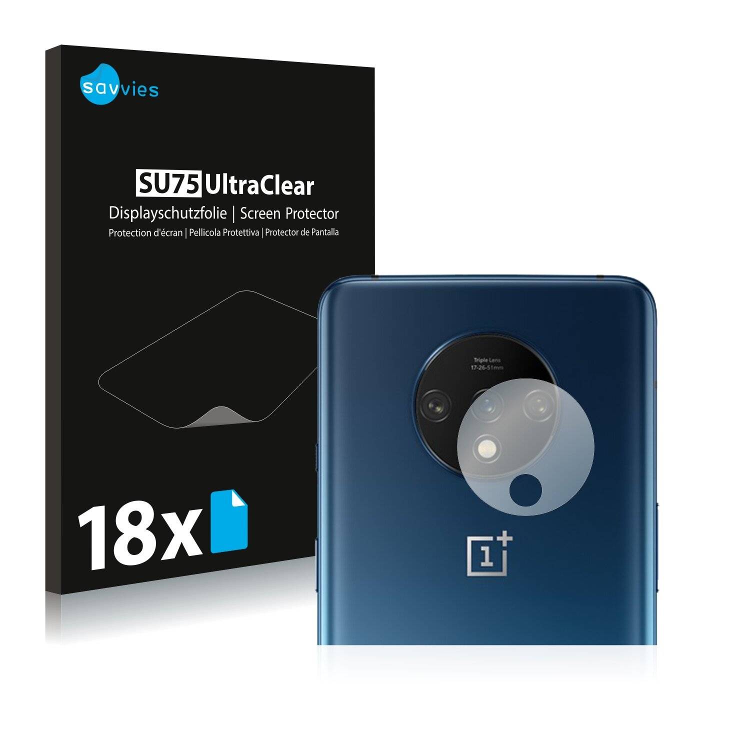 18x Savvies SU75 Displayschutzfolie für OnePlus 7T (NUR