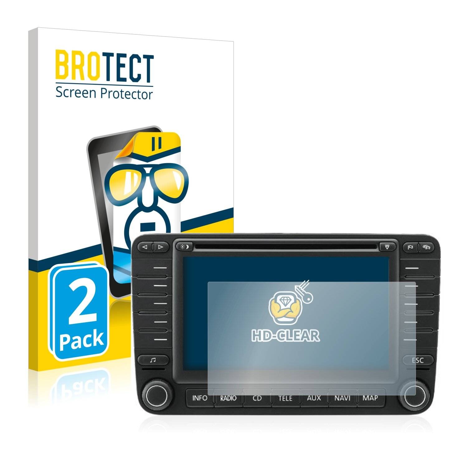 2x BROTECT HD-Clear Displayschutzfolie für Volkswagen Golf Plus 2003-2007 MFD 2