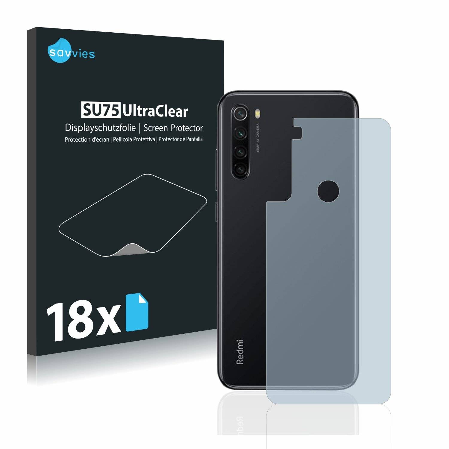 18x Savvies SU75 Displayschutzfolie für Xiaomi Redmi Note 8 2019