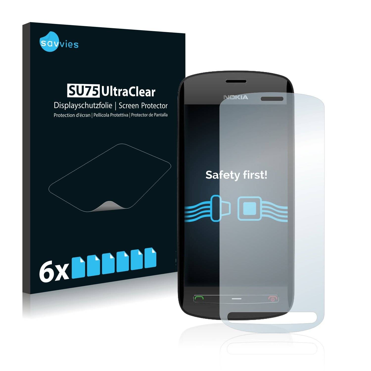 6x Savvies SU75 Displayschutzfolie für Nokia 808