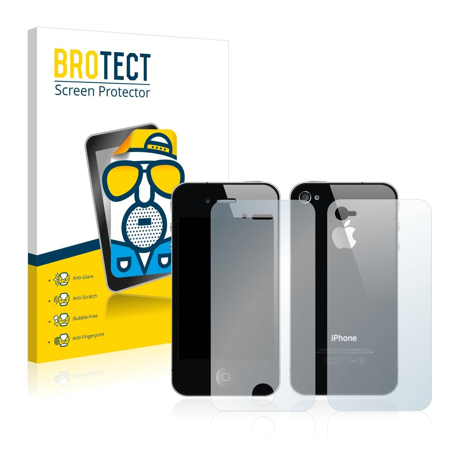 2x BROTECT Matte Displayschutzfolie für Apple iPhone 4 (Vorder + Rückseite) - Entspiegelt,