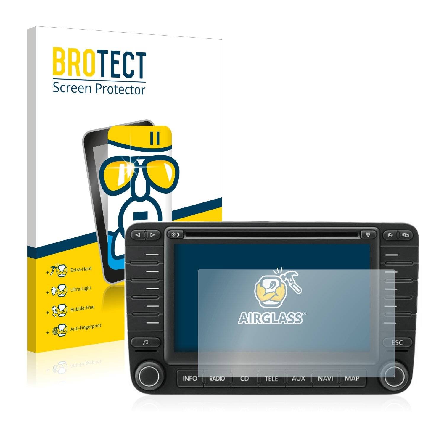 BROTECT AirGlass Schutzglas Folie für Volkswagen Tiguan 2007-2016 MFD 2