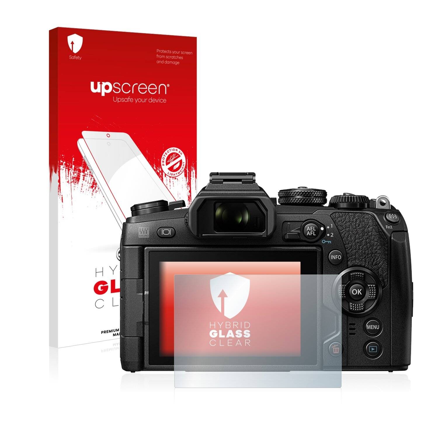 upscreen Hybrid Glass Clear Premium Schutzglas Folie für Olympus OM-D E-M1 Mark