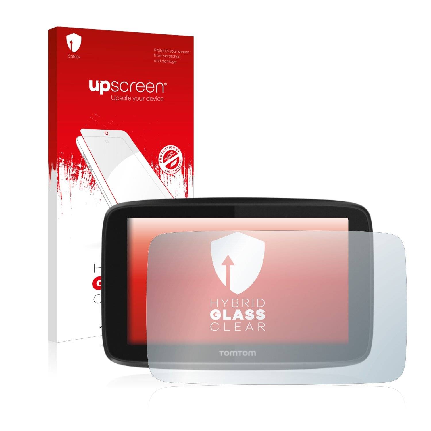 upscreen Hybrid Glass Clear Premium Schutzglas Folie für TomTom GO