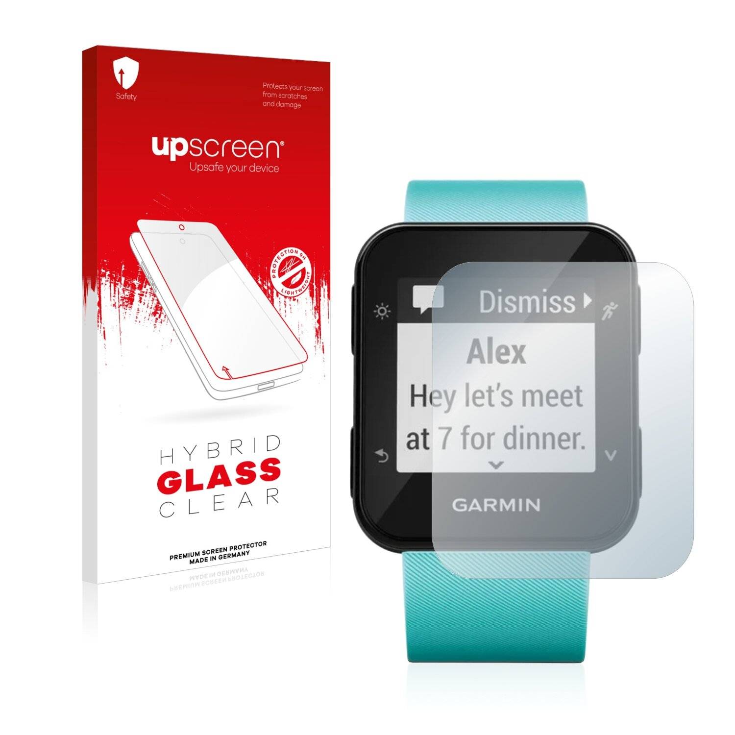 upscreen Hybrid Glass Clear Premium Schutzglas Folie für Garmin Forerunner