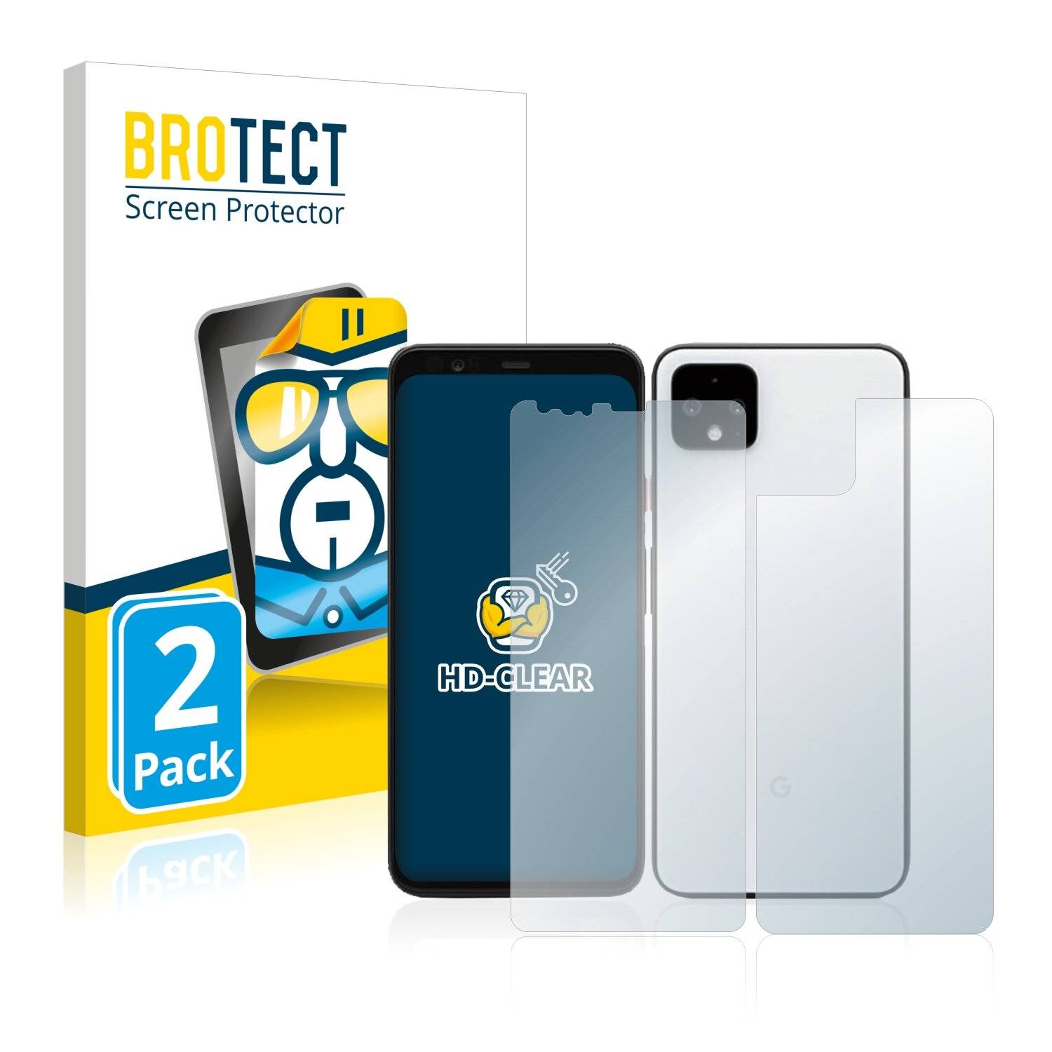 2x BROTECT HD-Clear Displayschutzfolie für Google Pixel 4 XL (Vorder +