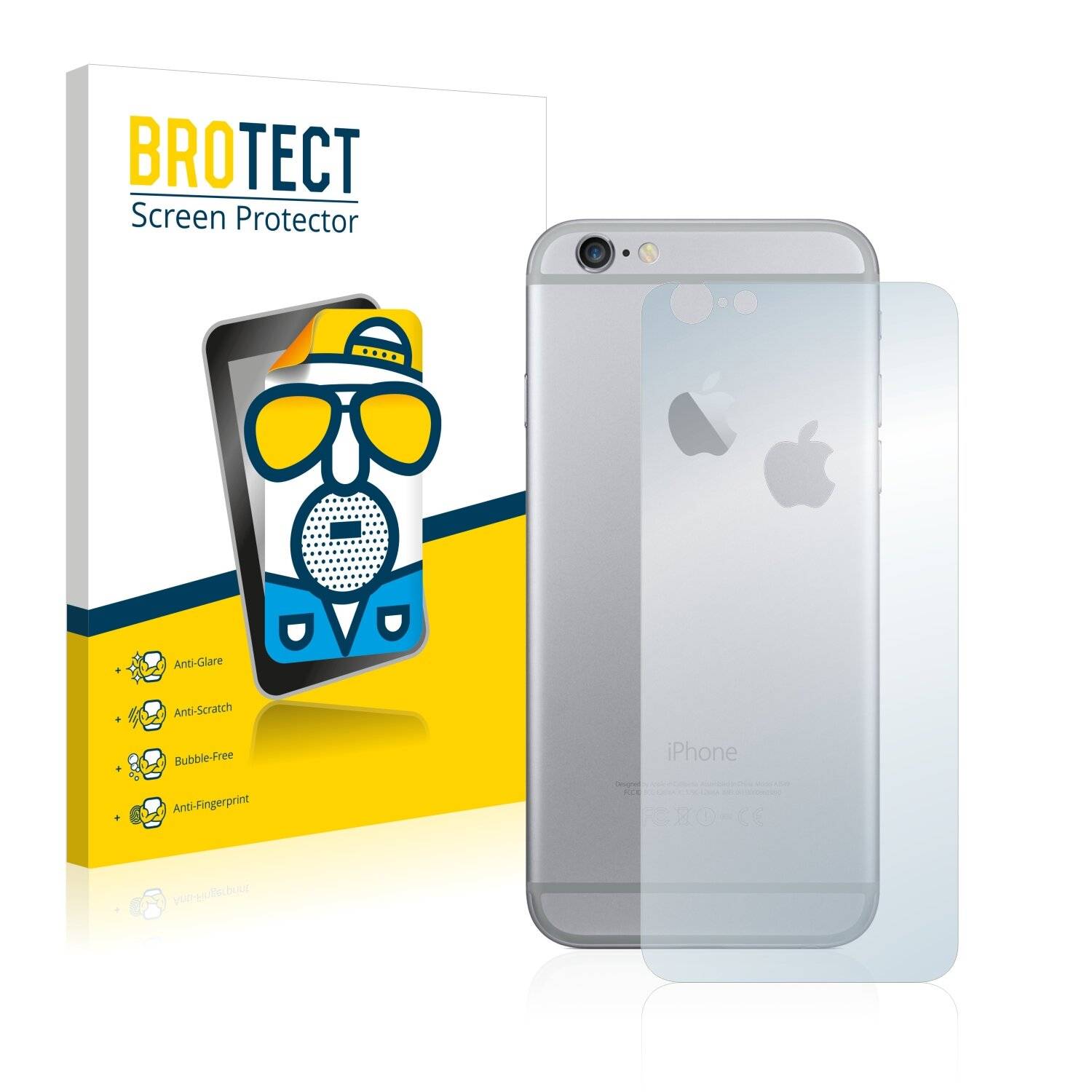 2x BROTECT Matte Displayschutzfolie für Apple iPhone 6 Rückseite (gesamte Fläche + LogoCut)