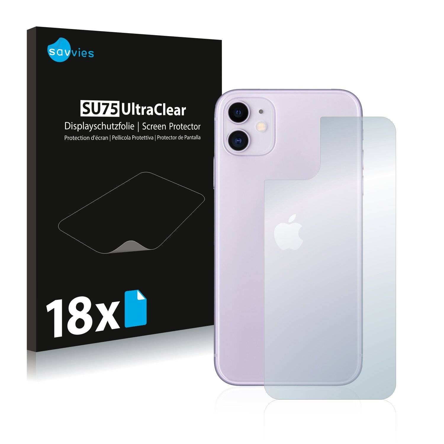 18x Savvies SU75 Displayschutzfolie für Apple iPhone 11