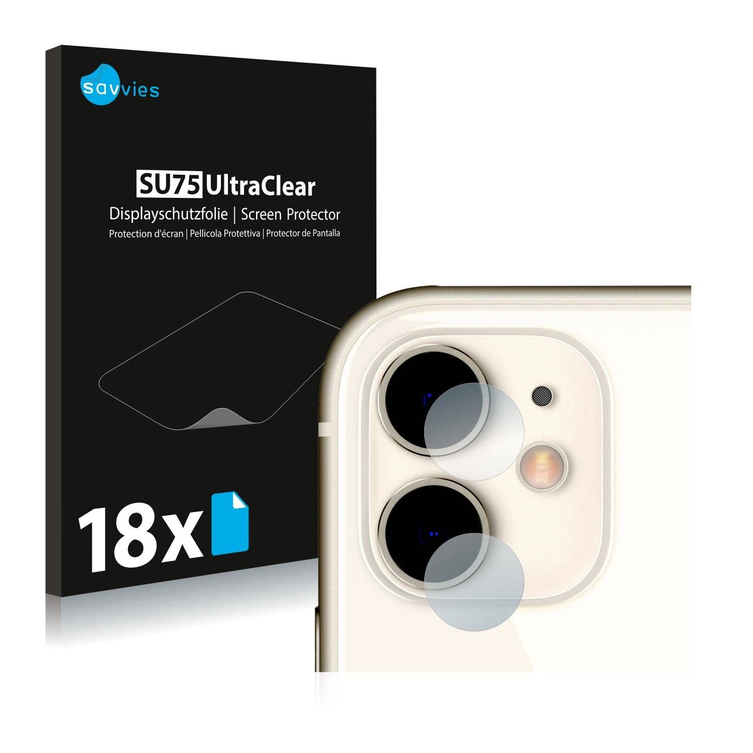 18x Savvies SU75 Displayschutzfolie für Apple iPhone 11 (NUR