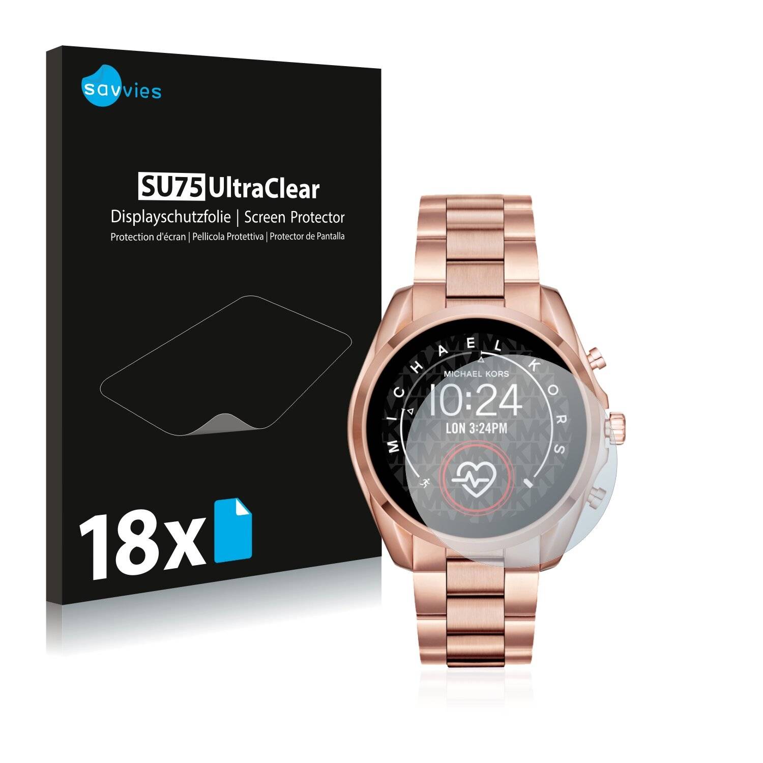 18x Savvies SU75 Displayschutzfolie für Michael Kors Access Bradshaw
