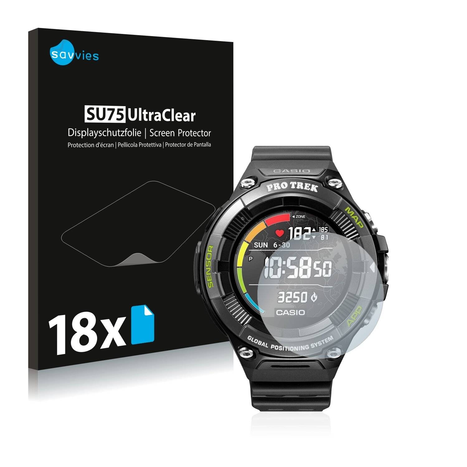 18x Savvies SU75 Displayschutzfolie für Casio