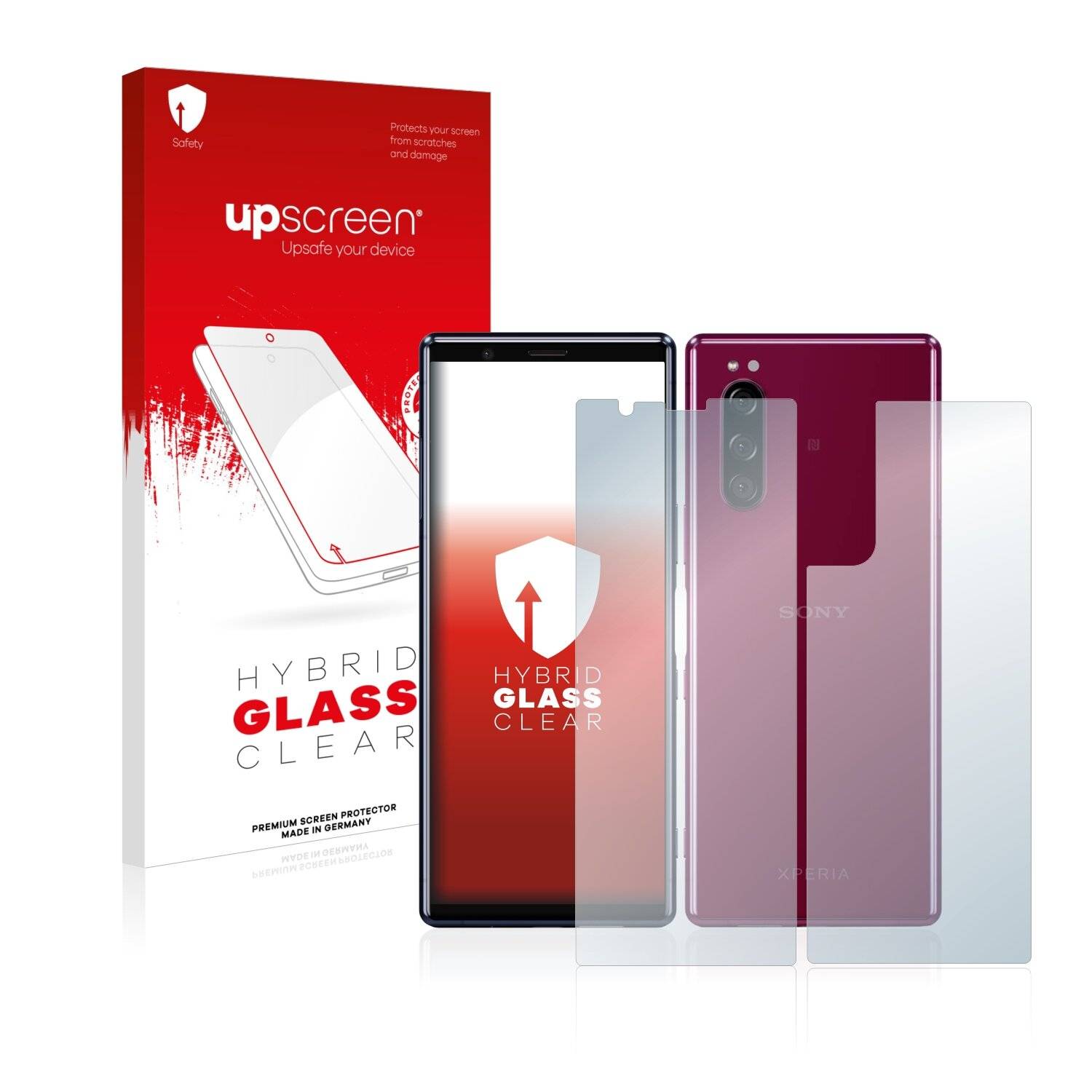 upscreen Hybrid Glass Clear Premium Schutzglas Folie für Sony Xperia 5 (Vorder +