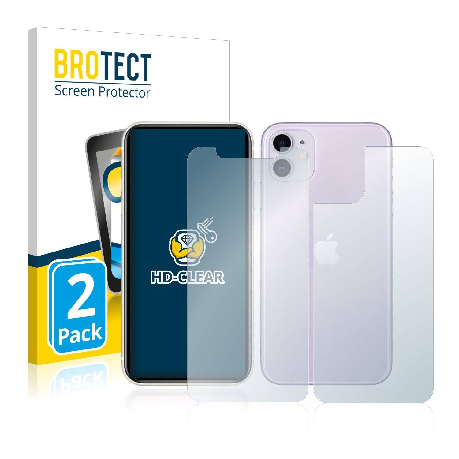 2x BROTECT HD-Clear Displayschutzfolie für Apple iPhone 11 (Vorder +