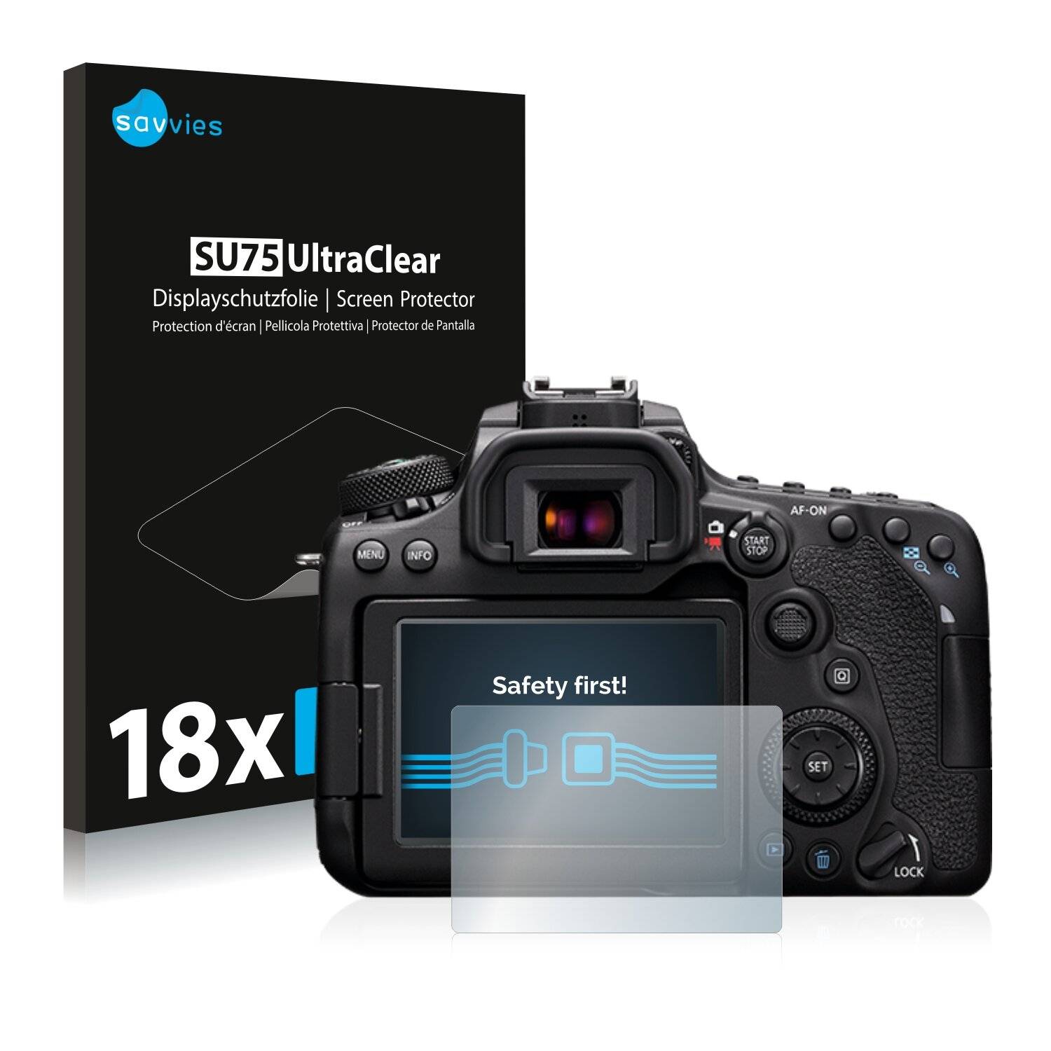 18x Savvies SU75 Displayschutzfolie für Canon EOS
