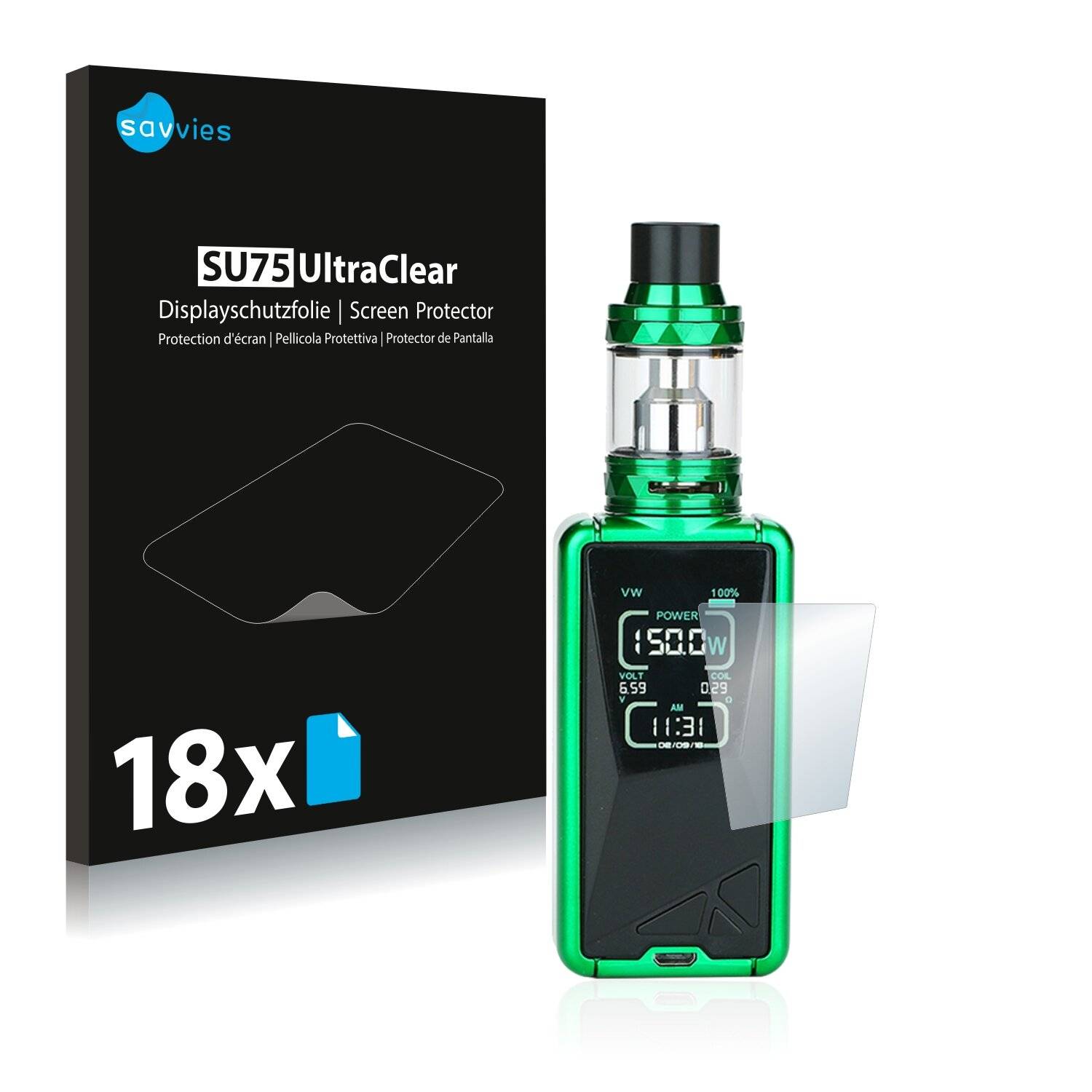18x Savvies SU75 Displayschutzfolie für Eleaf