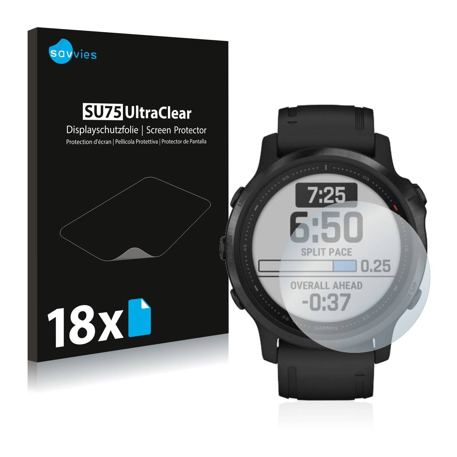 18x Savvies SU75 Displayschutzfolie für Garmin Fenix 6S