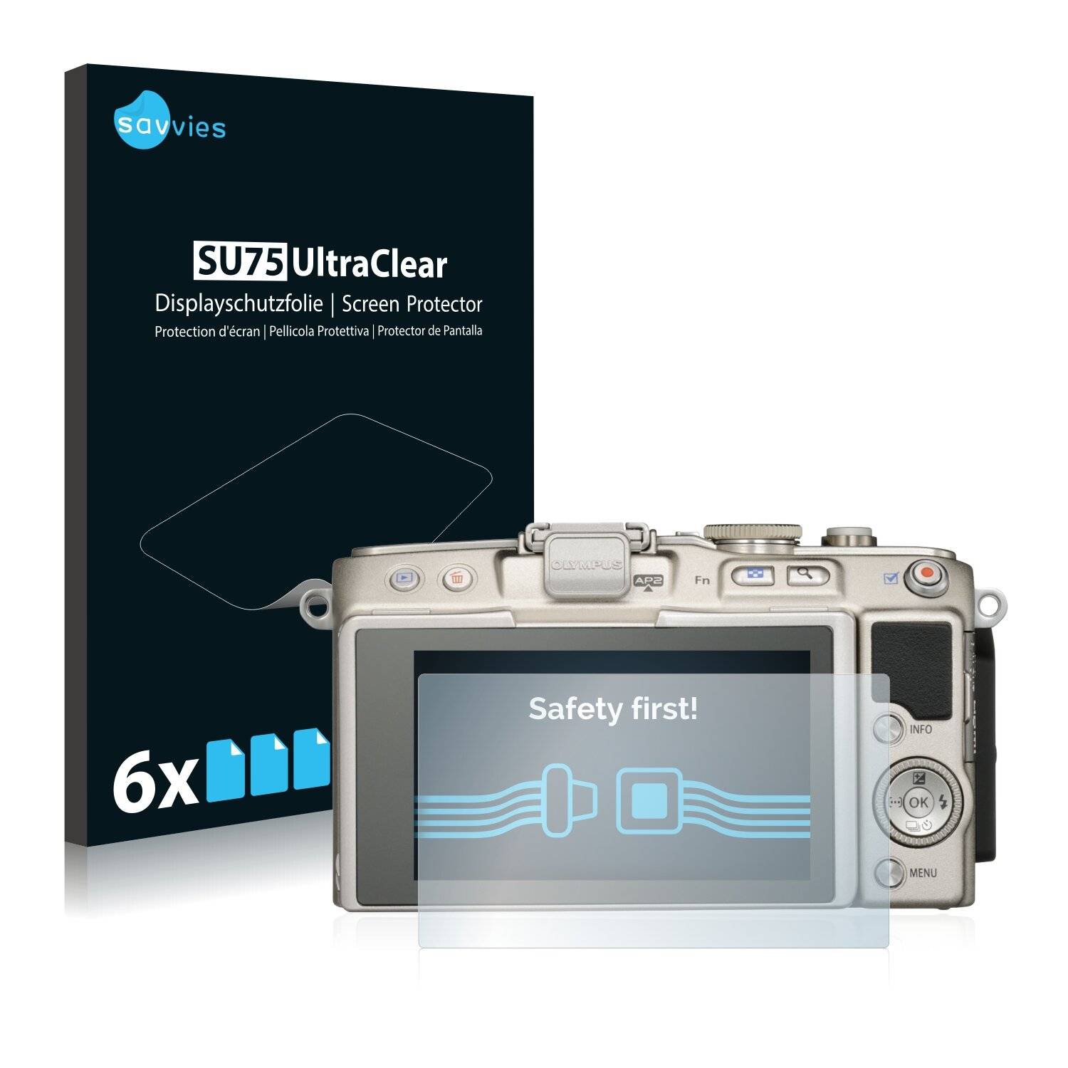 6x Savvies SU75 Displayschutzfolie für Olympus PEN