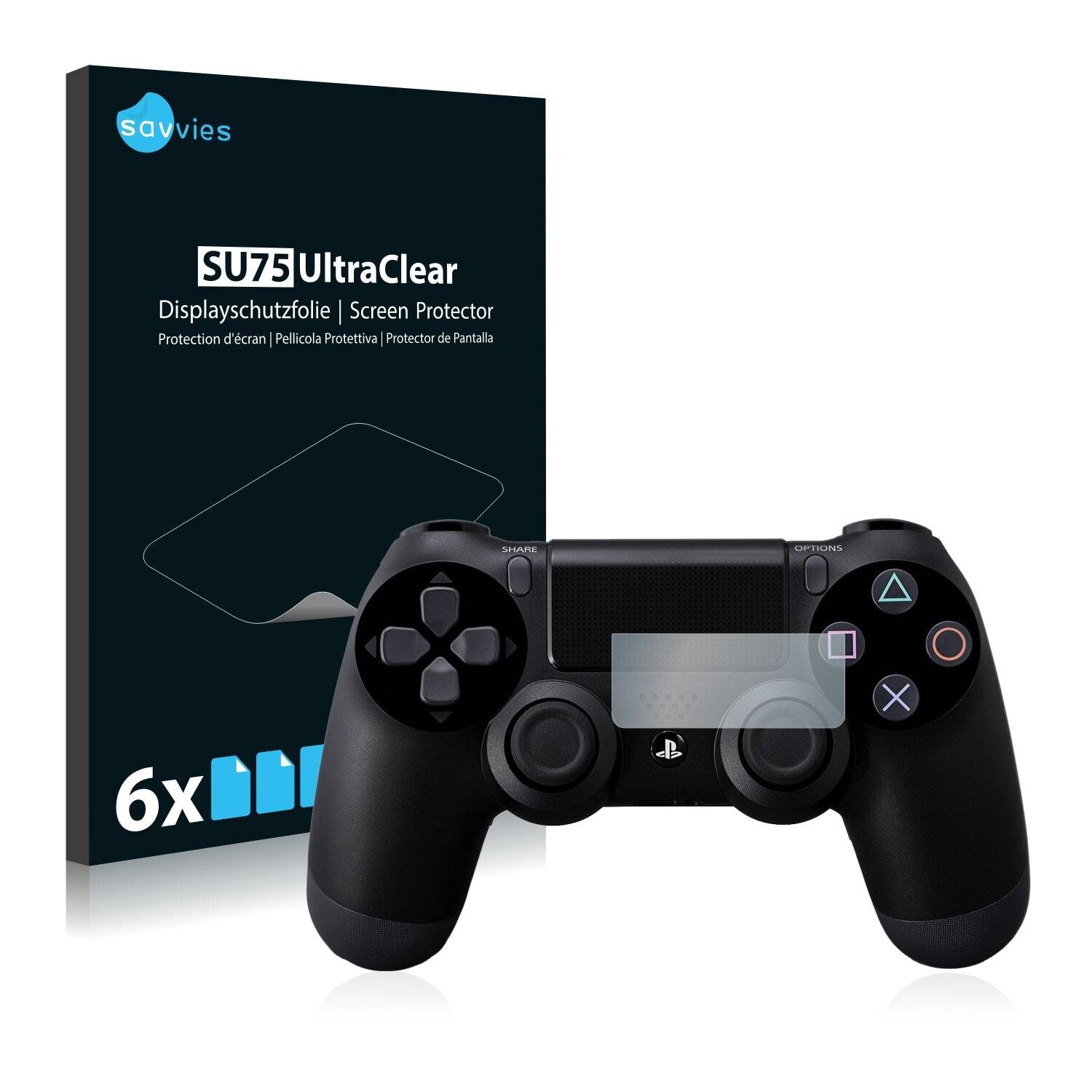 6x Savvies SU75 Displayschutzfolie für Sony PS4 Dualshock 4 Controller