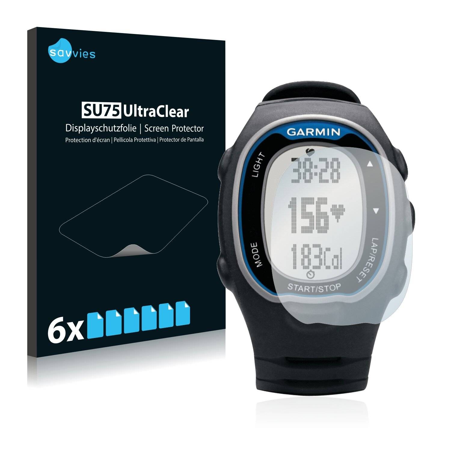 6x Savvies SU75 Displayschutzfolie für Garmin FR70