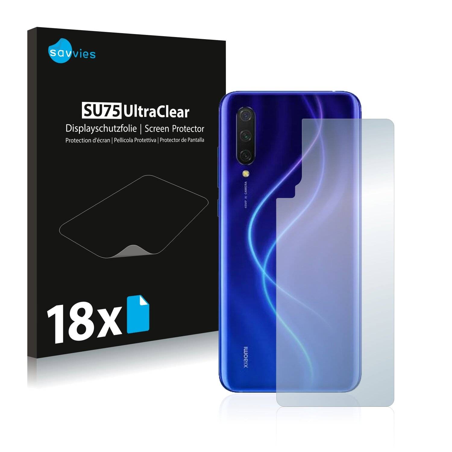 18x Savvies SU75 Displayschutzfolie für Xiaomi Mi 9 Lite