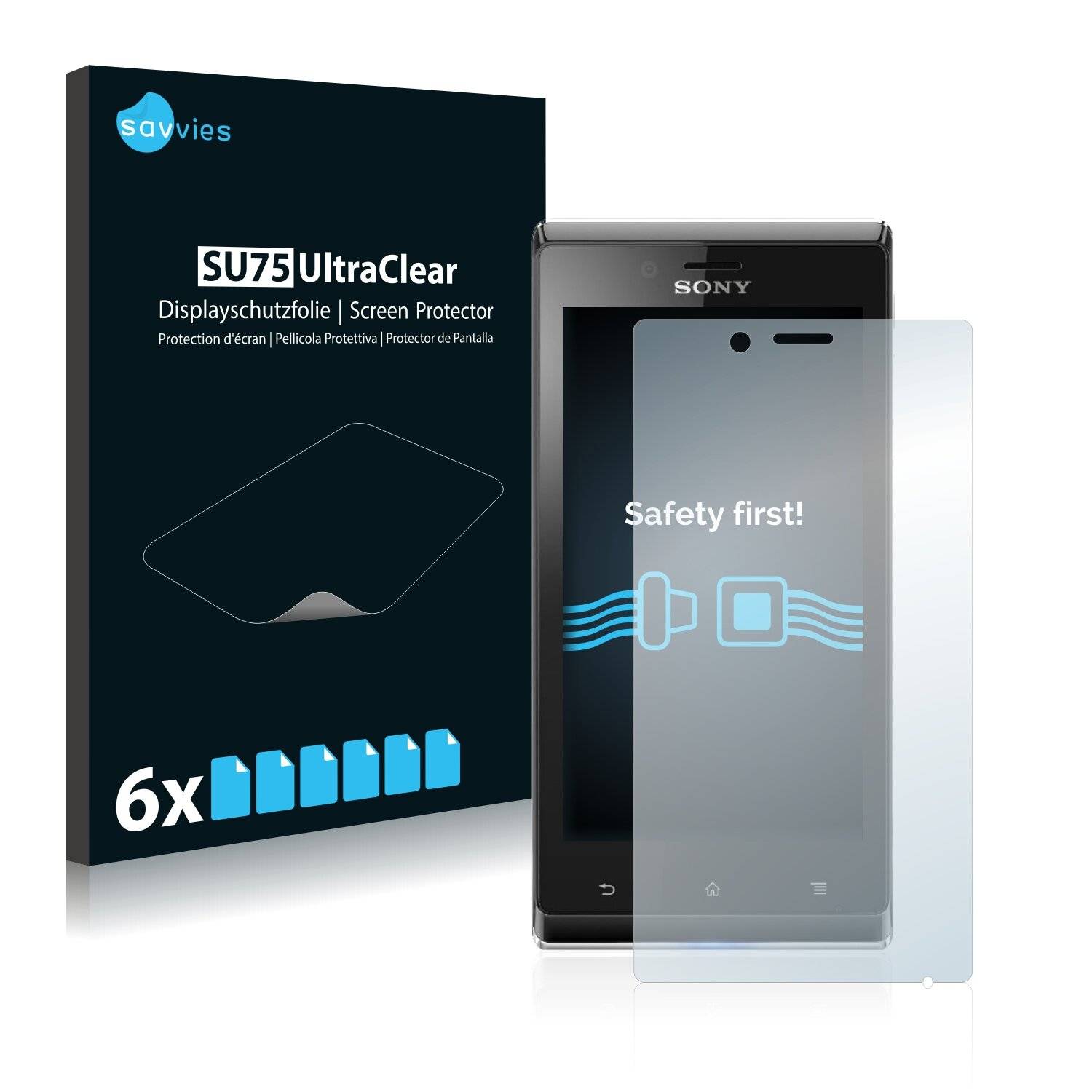 6x Savvies SU75 Displayschutzfolie für Sony Xperia J