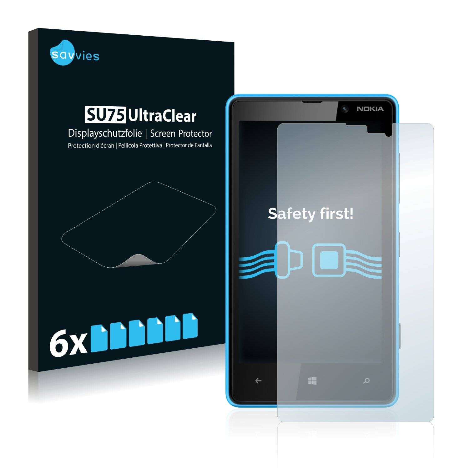 6x Savvies SU75 Displayschutzfolie für Nokia Lumia