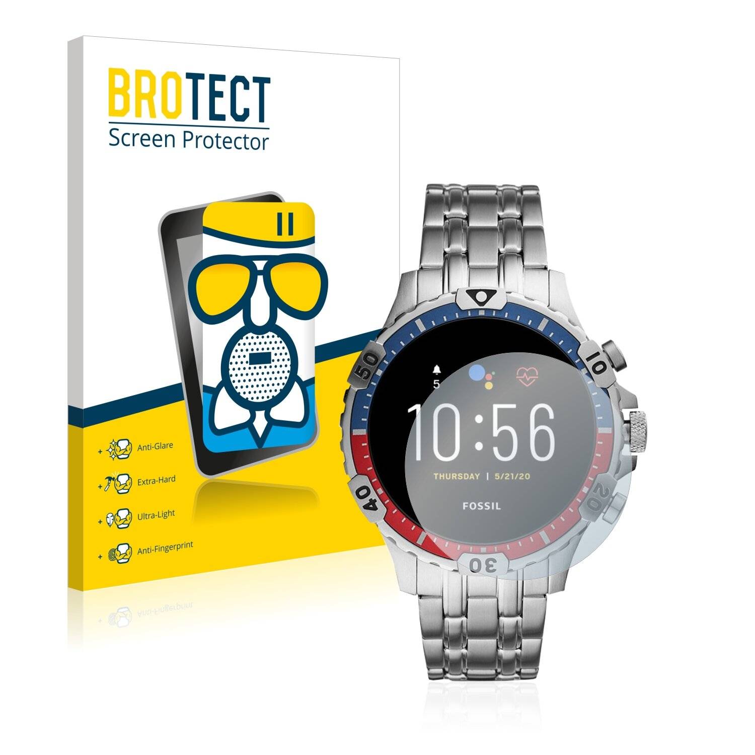 BROTECT AirGlass Matte Schutzglas Folie für Fossil Garrett HR (5.