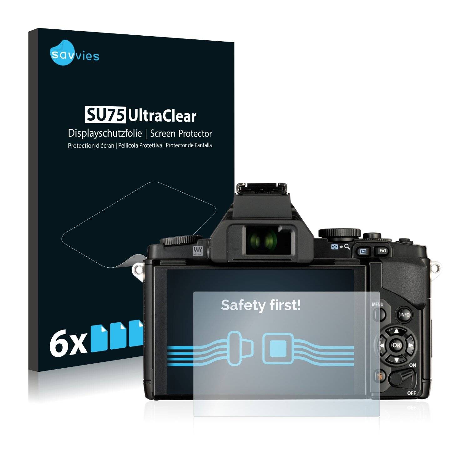 6x Savvies SU75 Displayschutzfolie für Olympus OM-D