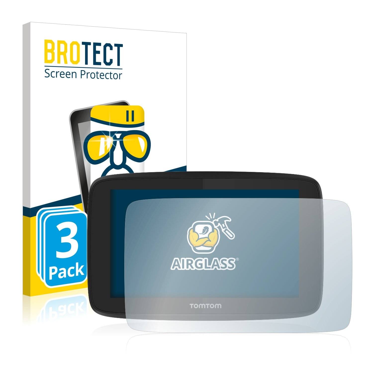 3x BROTECT AirGlass Schutzglas Folie für TomTom Go Professional