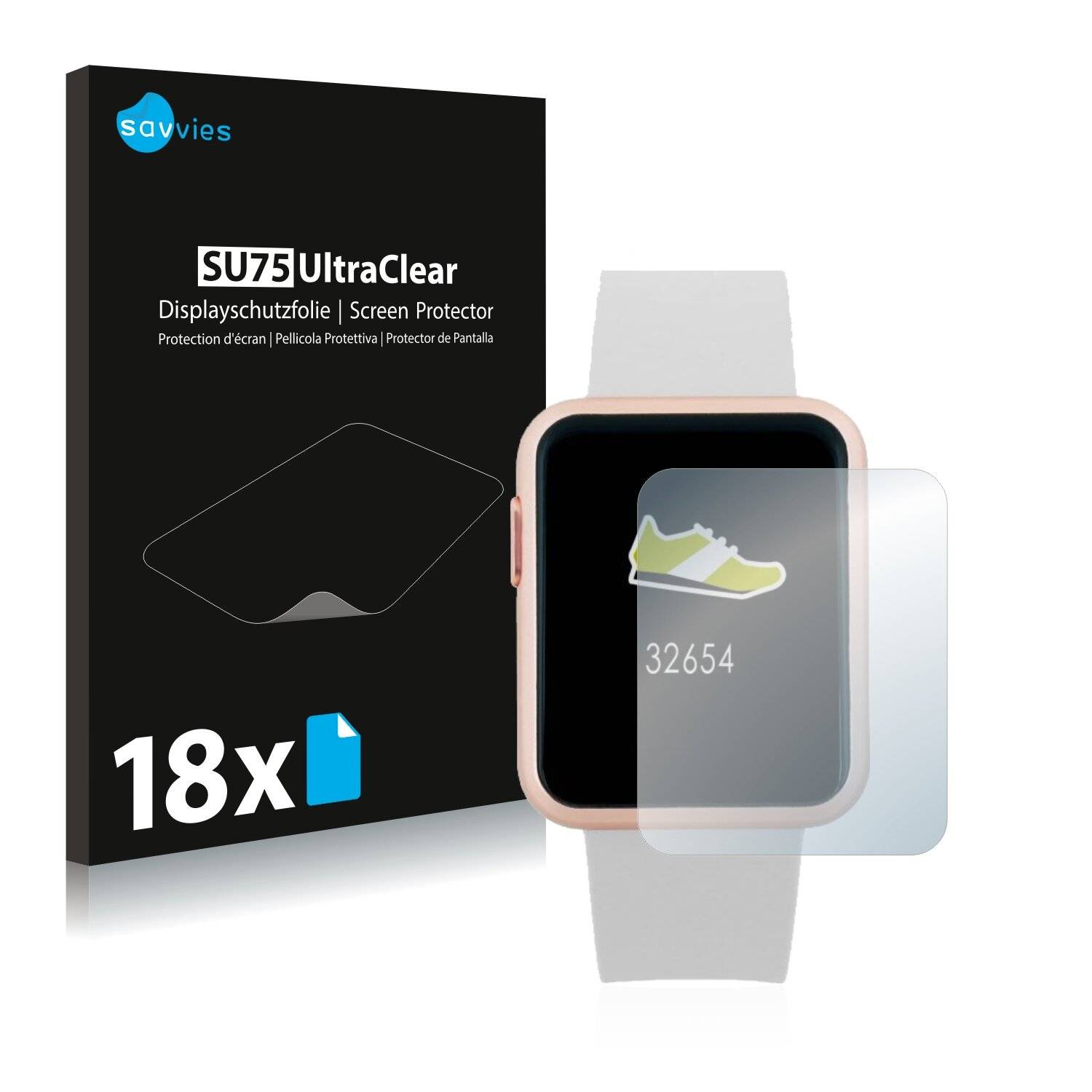 18x Savvies SU75 Displayschutzfolie für Xlyne X-Watch Keto Sun