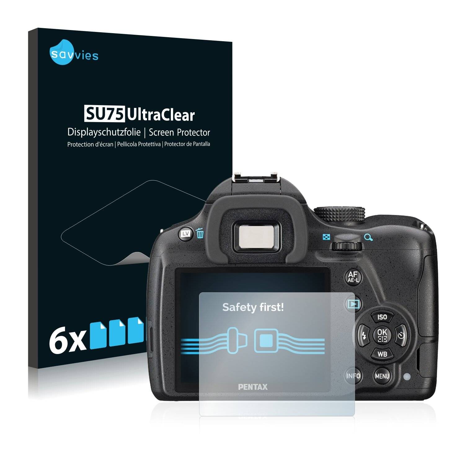 6x Savvies SU75 Displayschutzfolie für Pentax