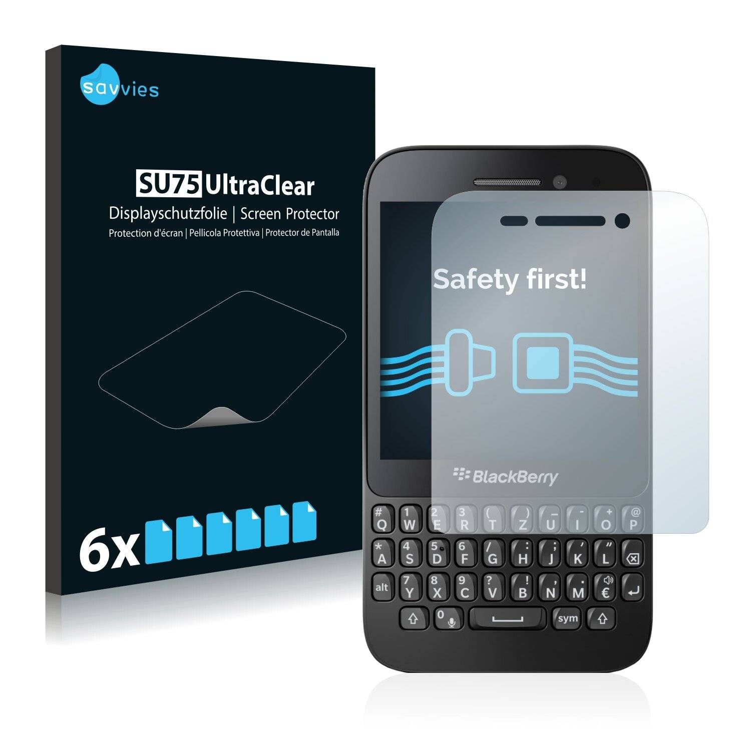 6x Savvies SU75 Displayschutzfolie für BlackBerry