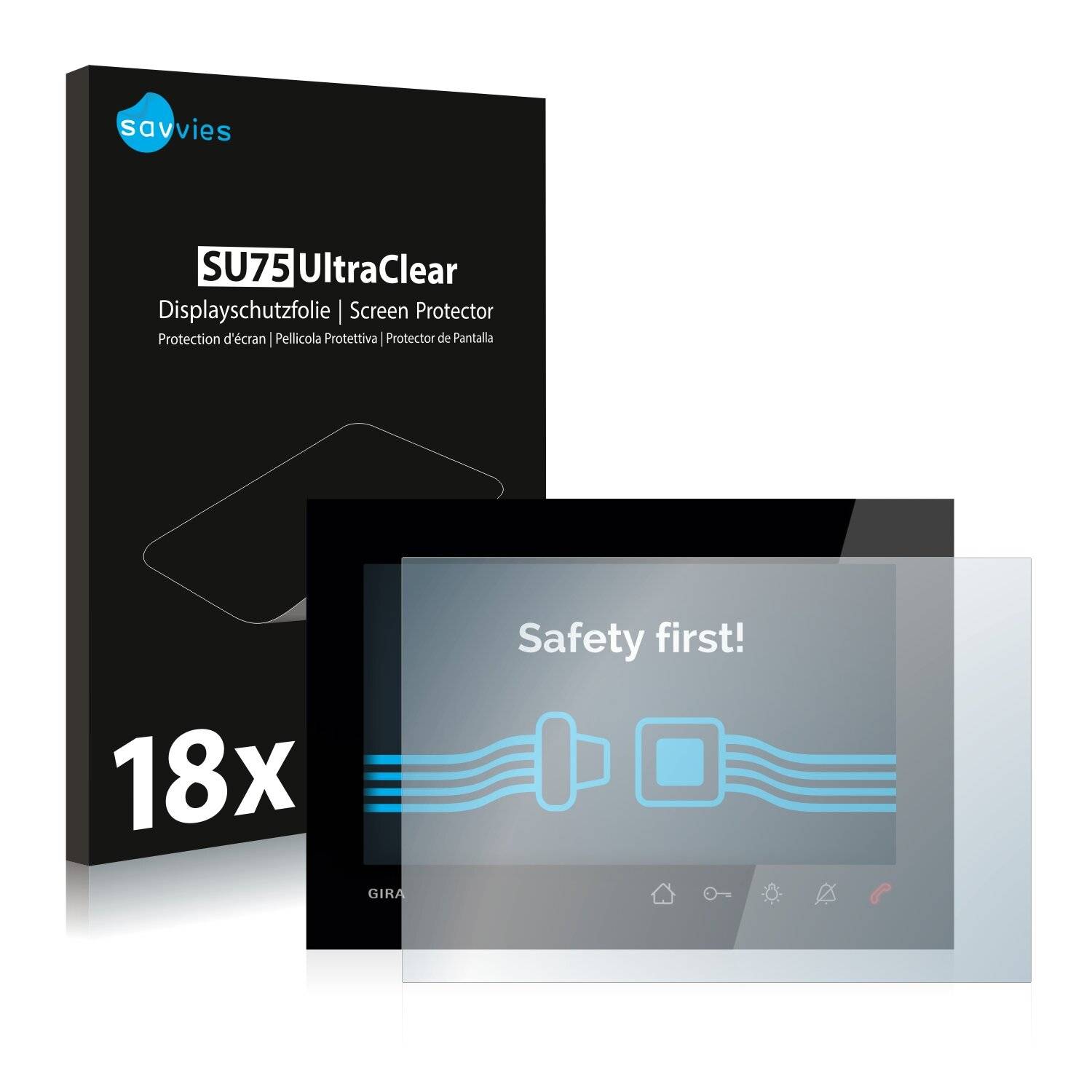 18x Savvies SU75 Displayschutzfolie für Gira Wohnungsstation AP