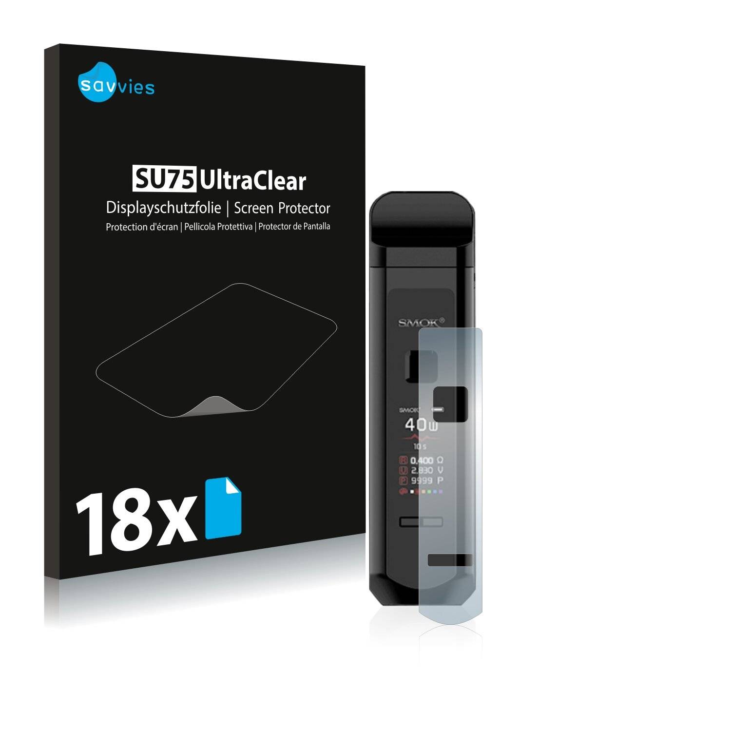 18x Savvies SU75 Displayschutzfolie für Smok RPM