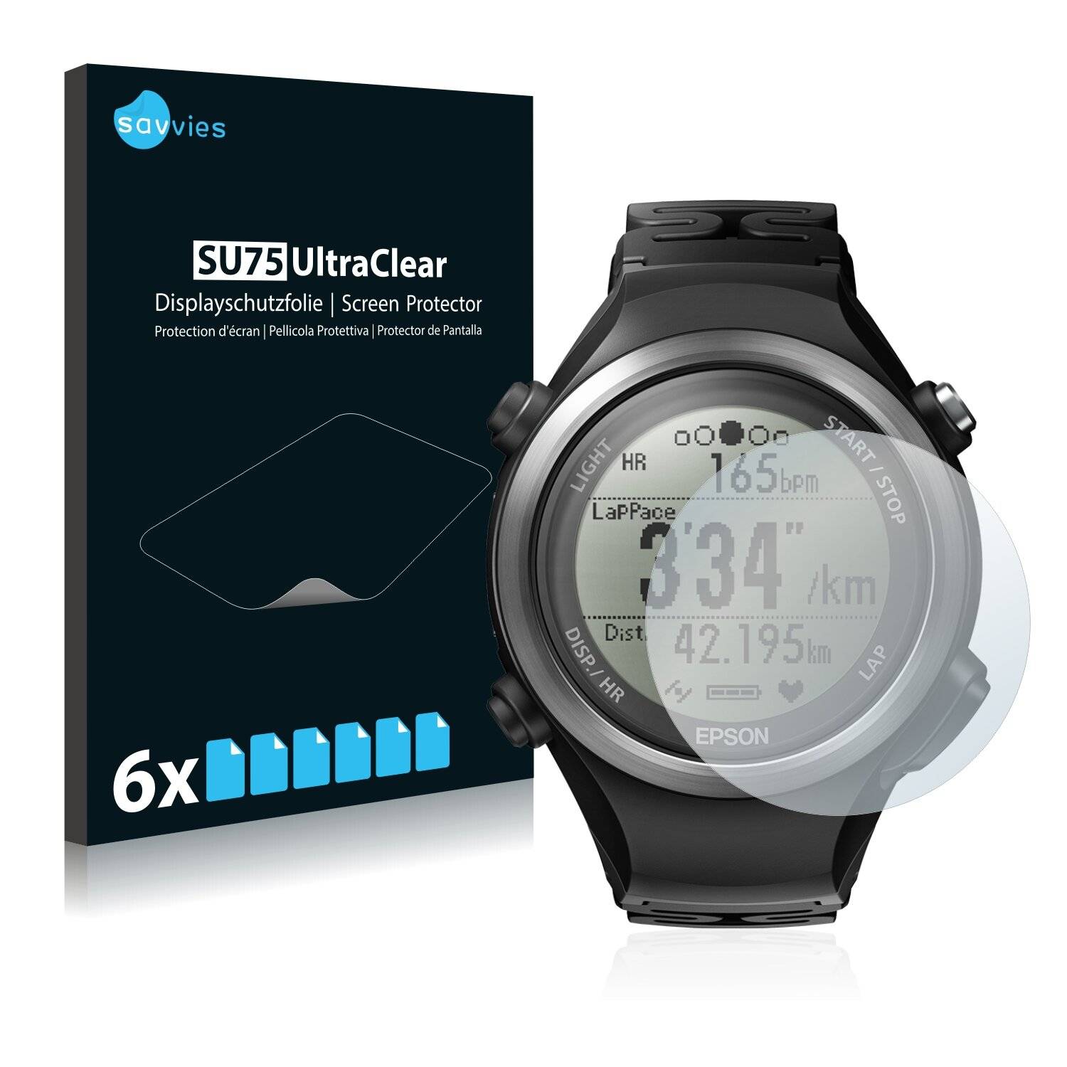 6x Savvies SU75 Displayschutzfolie für Epson Runsense