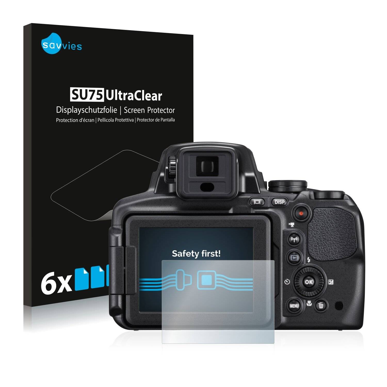 6x Savvies SU75 Displayschutzfolie für Nikon Coolpix