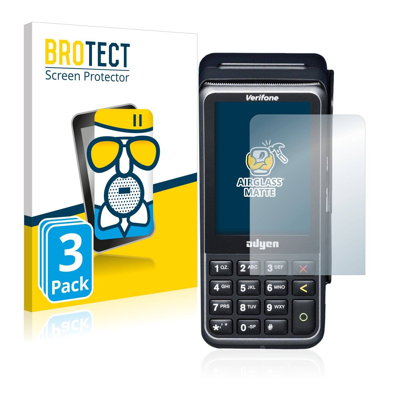 3x BROTECT AirGlass Matte Schutzglas Folie für Verifone