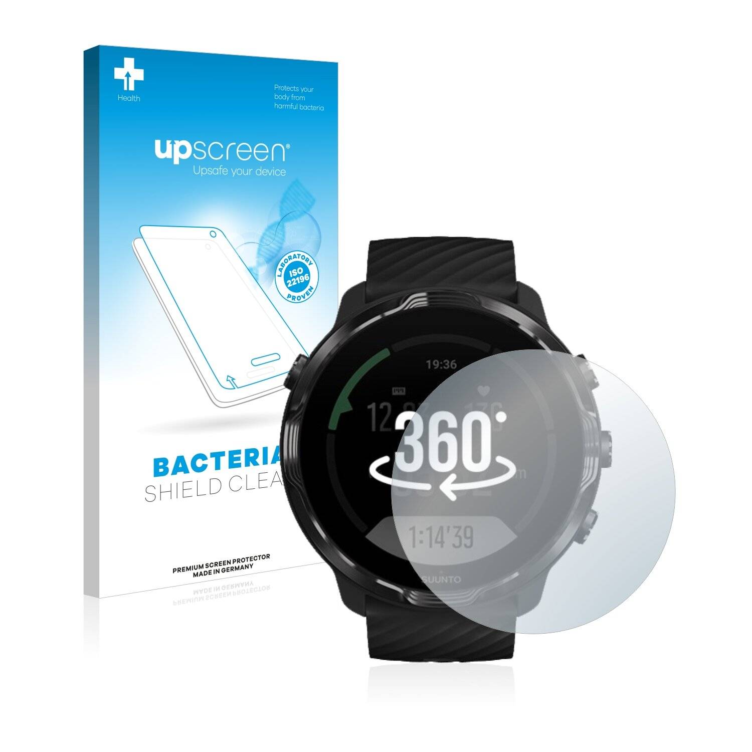 upscreen Bacteria Shield Clear Premium Antibakterielle Displayschutzfolie für Suunto