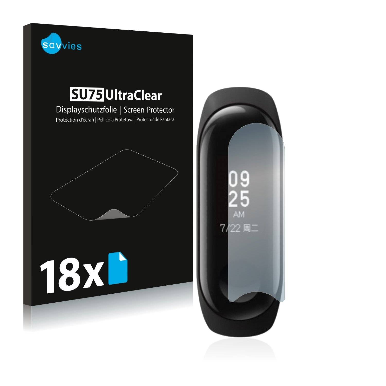 18x Savvies SU75 Displayschutzfolie für Xiaomi Mi Band